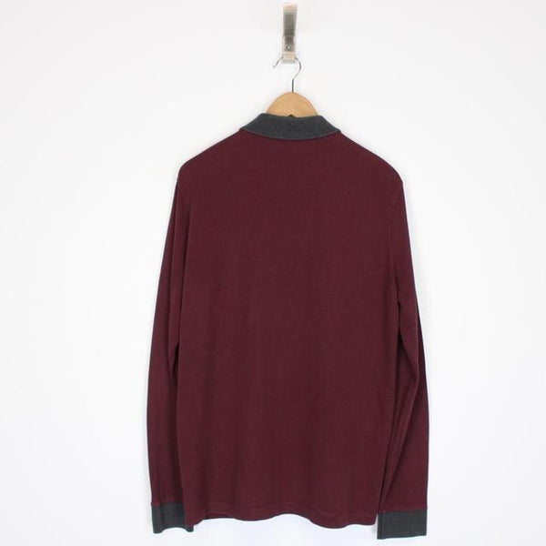 Moncler Maglia Manica Lunga Burgundy Long Sleeve Polo Shirt