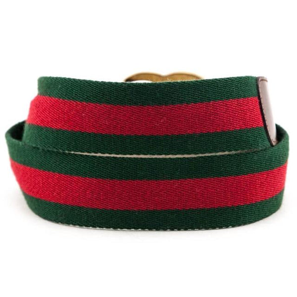 Gucci Brown, Green and Red Interlocking G Leather Web Belt