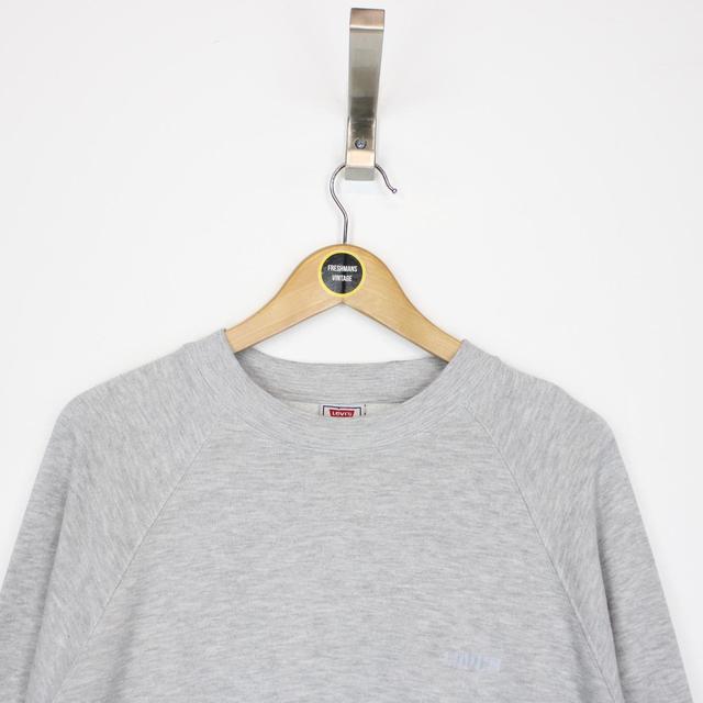 Vintage 90s Levis Grey Crew Neck Spellout Sweatshirt Jumper