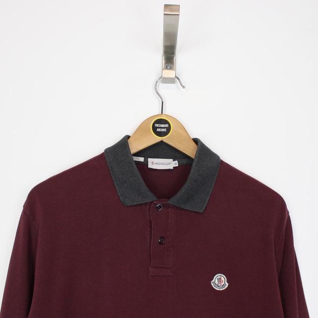 Moncler Maglia Manica Lunga Burgundy Long Sleeve Polo Shirt