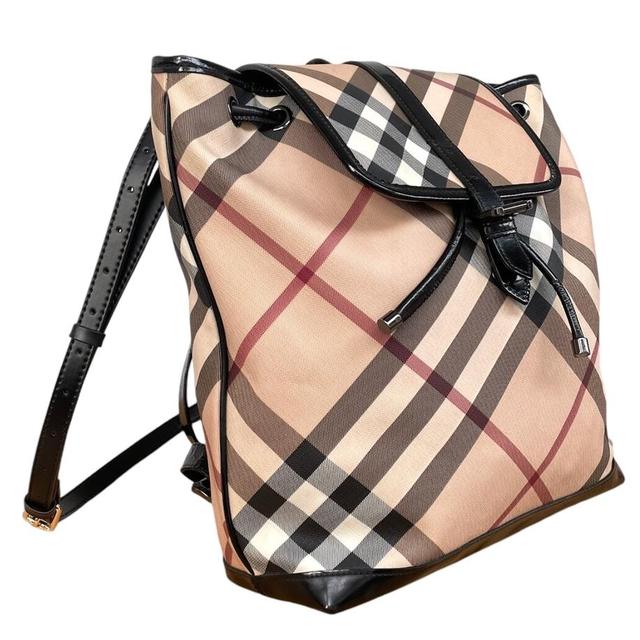 Burberry Beige and Black Nova Check Large Backpack