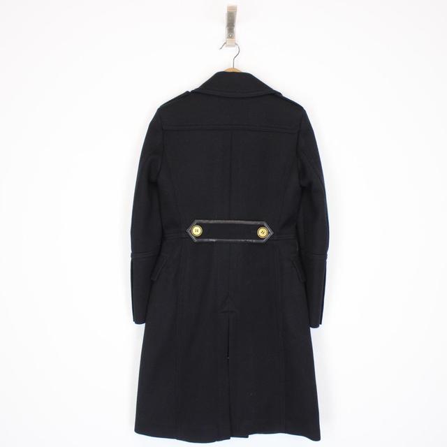 Burberry London Navy Blue and Gold Wool Double Breasted Trench Coat