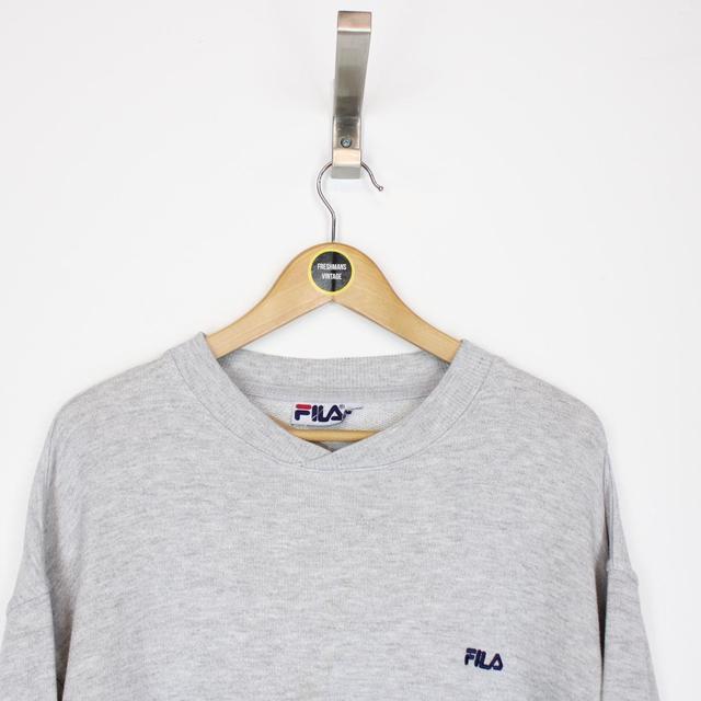 Vintage 90s Fila Grey Spellout Sweatshirt Jumper