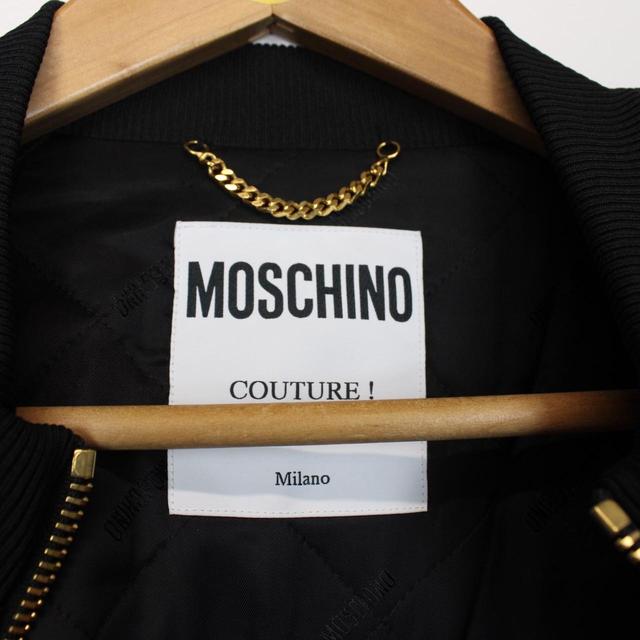 Moschino Couture Black and Gold Embroidered Logo Jacket