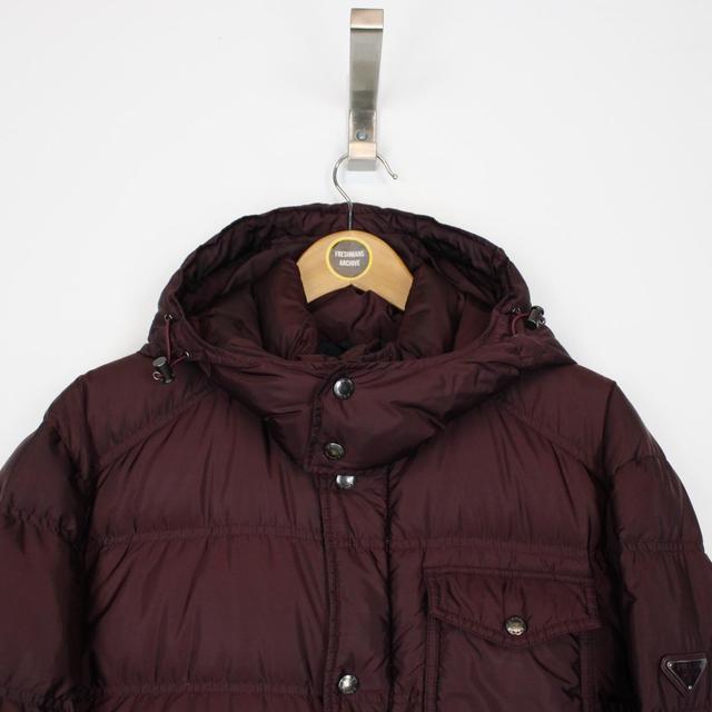 Prada Nylon Burgundy Full Zip Down Puffer Jacket