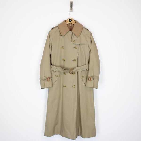 Vintage 90s Burberry Tan Brown Nova Check Double Breasted Belted Trench Coat