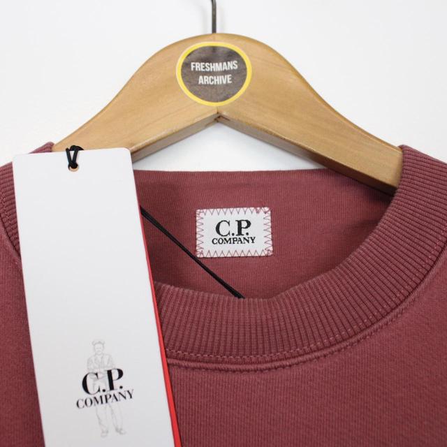 CP Company Burgundy Diagonal Fleece Cotton Sweatshirt Jumper