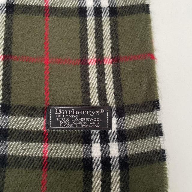 Vintage 90s Burberry Green Nova Check Lambswool Scarf