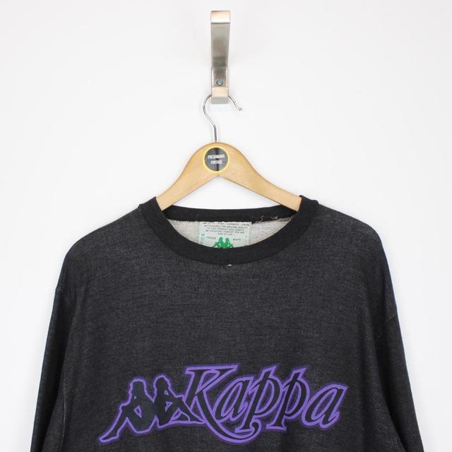 Vintage 90s Kappa Grey and Purple Spellout Sweatshirt Jumper