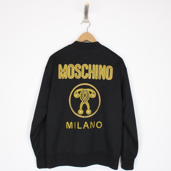 Moschino Couture Black and Gold Embroidered Logo Jacket