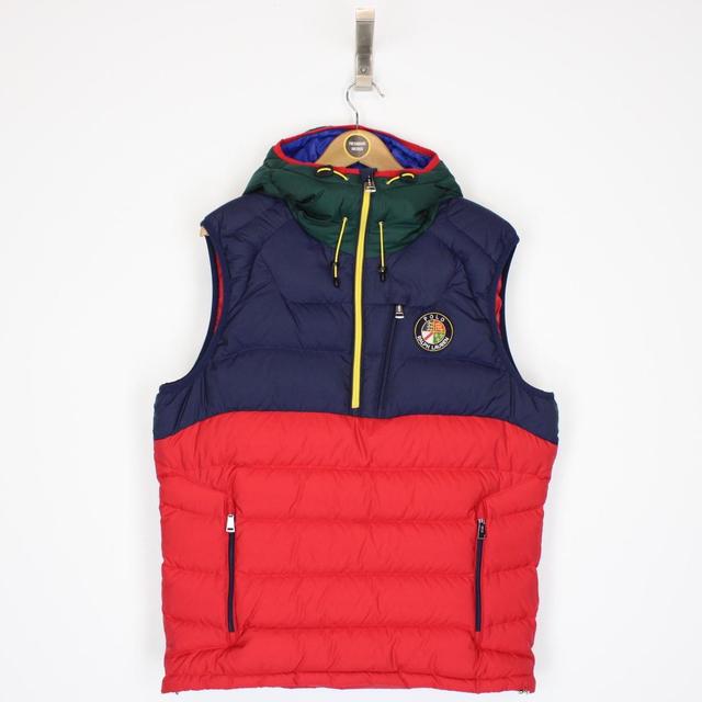 Polo Ralph Lauren Red and Navy Big Crest Down Gilet / Bodywarmer Jacket