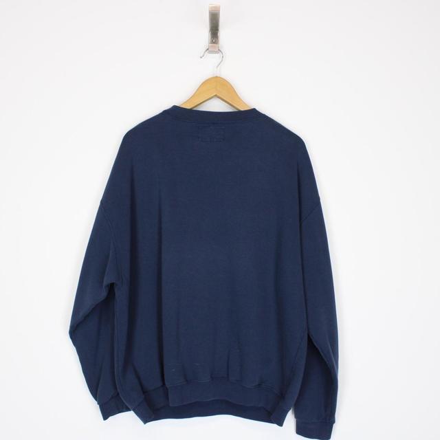 Vintage 90s Levis Navy Blue Crew Neck Spellout Sweatshirt Jumper