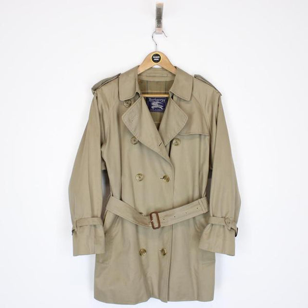 Vintage 90s Burberry Tan Brown Nova Check Double Breasted Belted Trench Coat