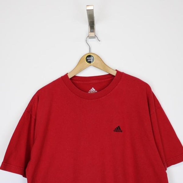 Vintage 00’s Adidas Red Crew Neck Spellout Short Sleeve T-Shirt