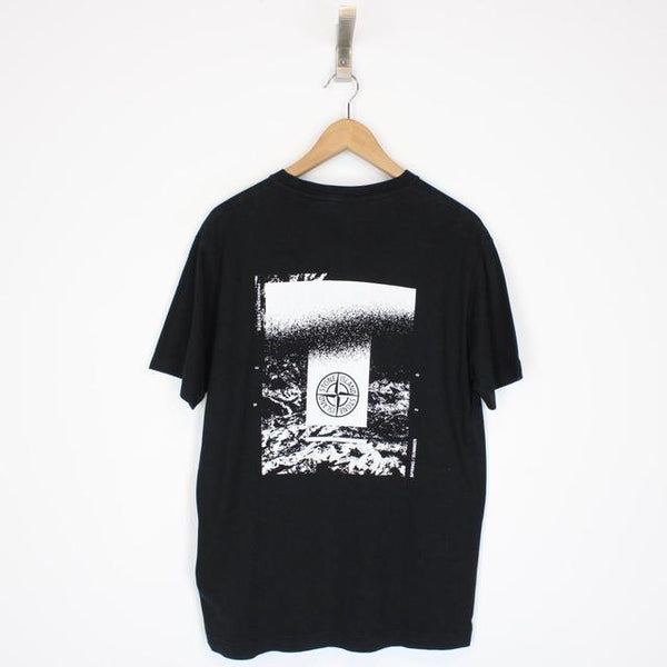 Stone Island SS 2020 Logo Print Black and White Short Sleeve T-Shirt