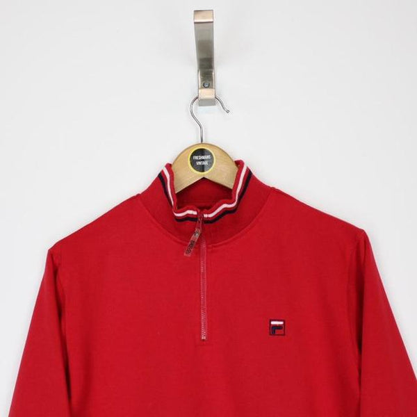 Vintage 00’s Fila Red Pullover 1/4 Zip Sweatshirt Jumper