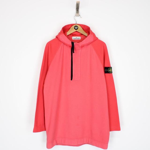 Stone Island SS 2017 Pink Two Tone 1/4 Zip Hoodie Jumper