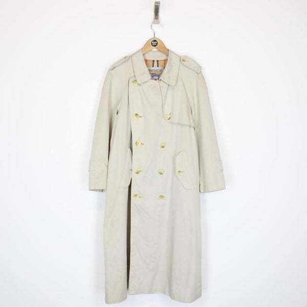 Vintage 90s Burberry Beige Nova Check Double Breasted Trench Coat