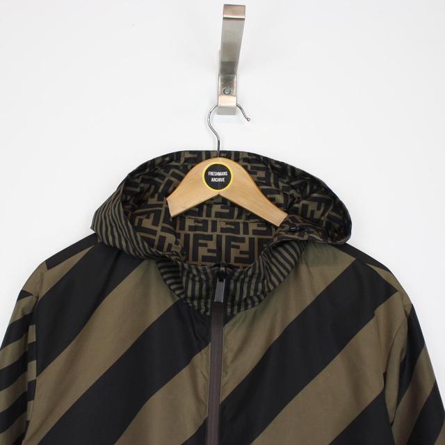 Fendi Brown and Black Zucca Monogram Reversible Windbreaker Jacket