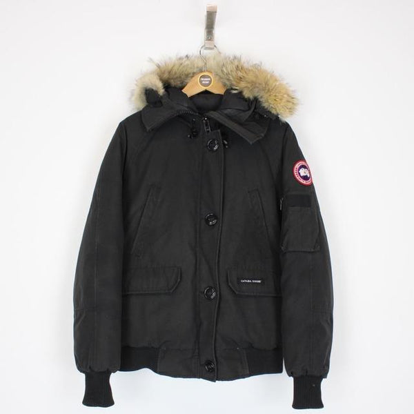 Canada Goose Black Chilliwack Bomber Down Jacket with Fur Trim