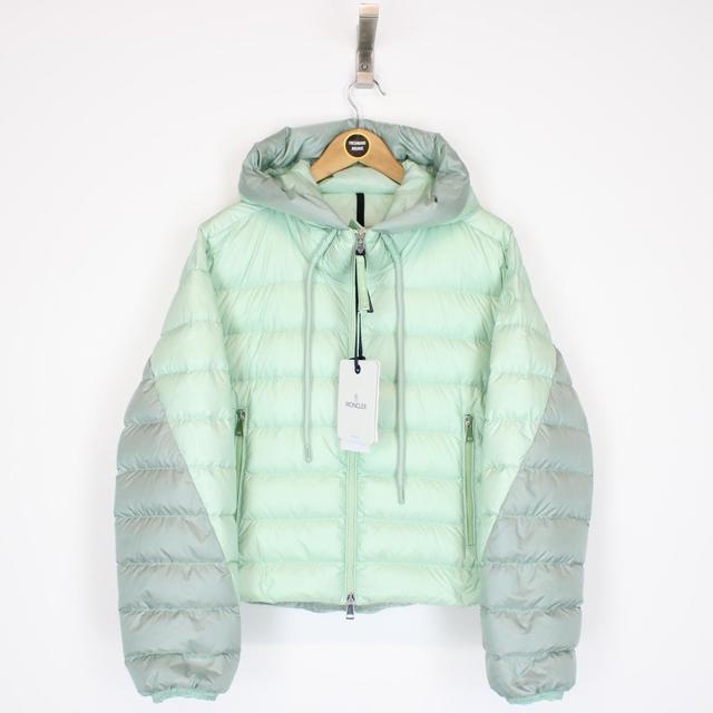 Moncler Sylans Mint Green Cropped Hooded Down Jacket