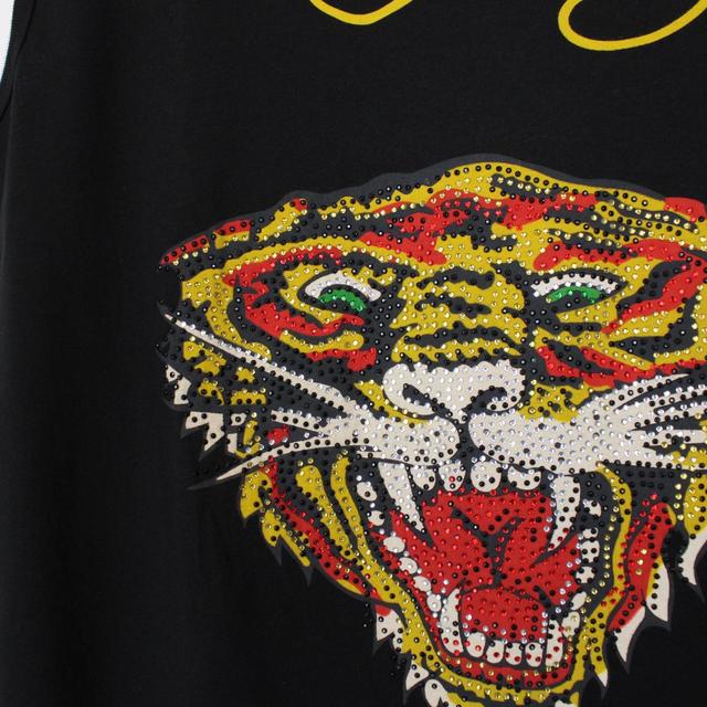 Vintage Ed Hardy by Christian Audiger Y2K Black Bejewelled Tiger Vest Top