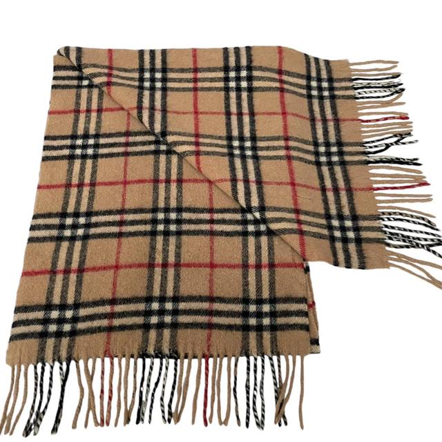 Vintage 90s Burberry Beige Nova Check Lambswool Scarf