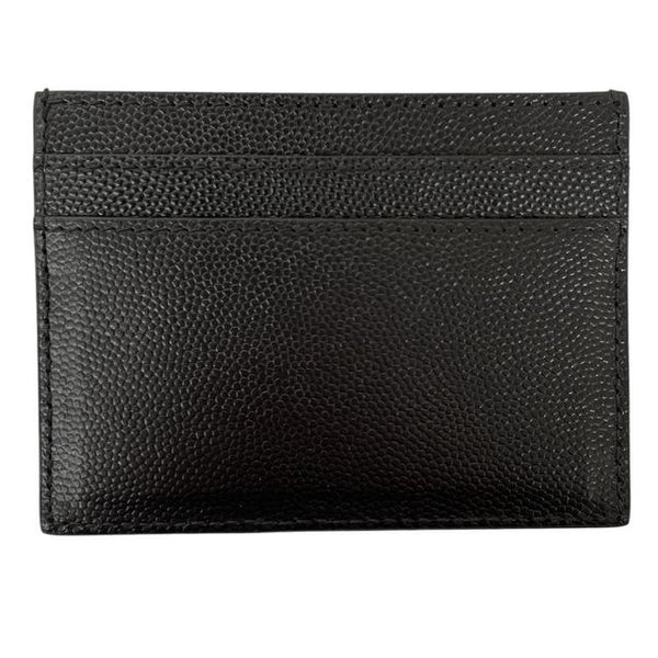 Saint Laurent Black and Gold Logo Print Leather Card Holder