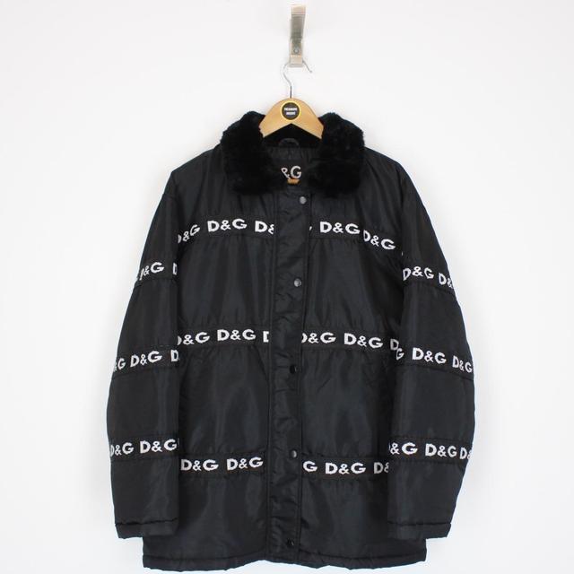 Vintage 90s Dolce &amp; Gabbana Black and White Padded Taped Jacket