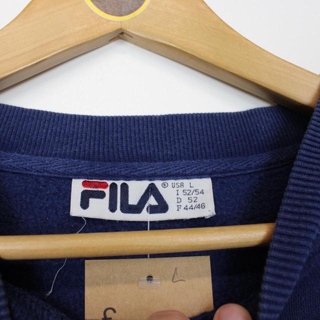 Vintage 90s Fila Navy Blue Spellout Sweatshirt Jumper