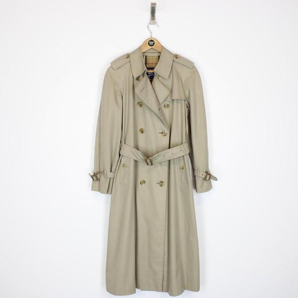 Vintage 90s Burberry Tan Brown Nova Check Double Breasted Belted Trench Coat