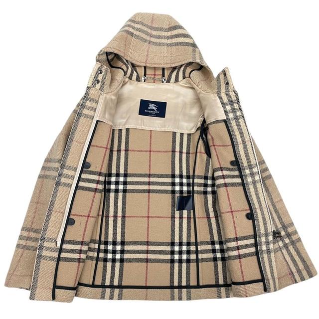 Burberry London Tan Brown Nova Check Wool Duffle Coat