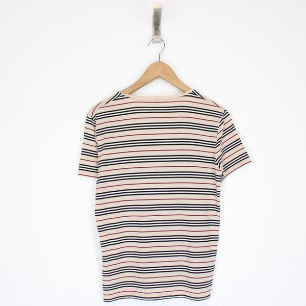 Vintage 00s Burberry London Beige Nova Stripe Short Sleeve Top