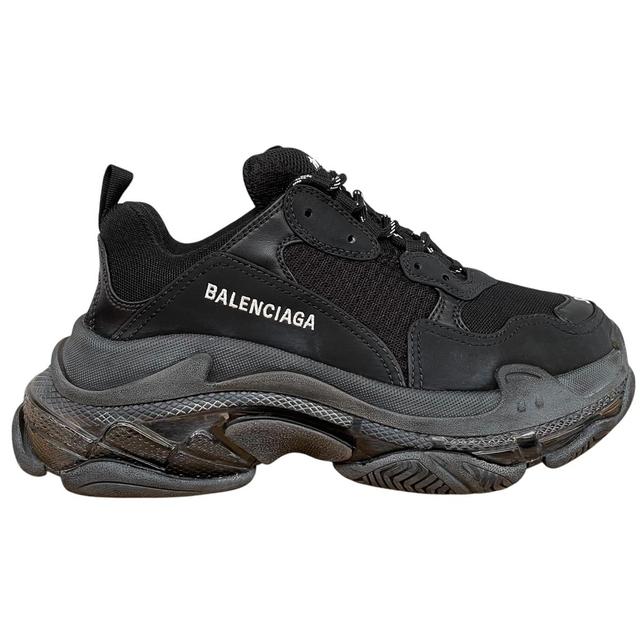 Balenciaga Triple S Black Clear Sole Mesh Trainers