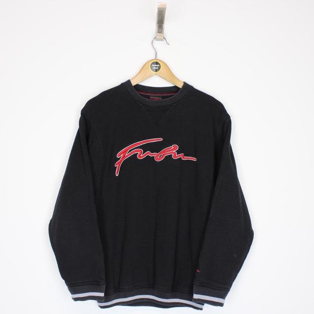 Vintage 90s Fubu Black and Red Spellout Sweatshirt Jumper