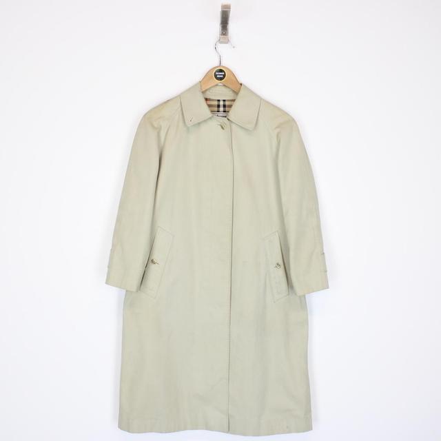 Vintage 90s Burberry Beige Nova Check Single Breasted Trench Coat