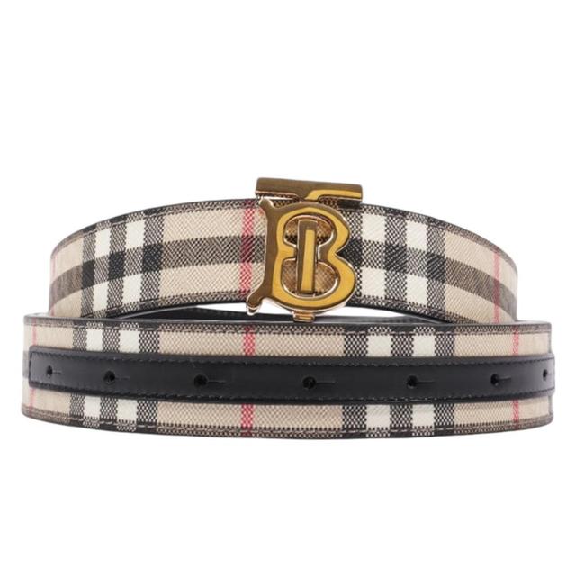 Burberry Beige and Black TB Nova Check Reversible Belt