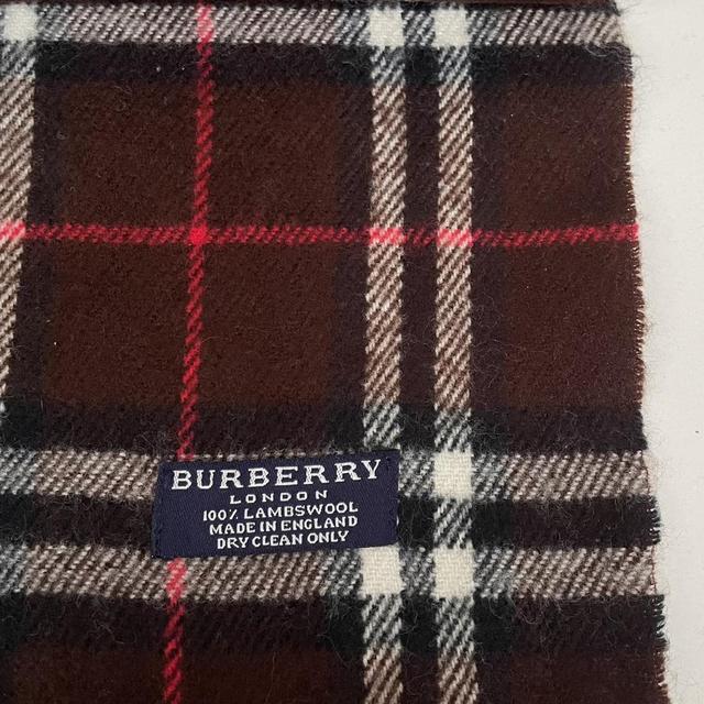 Vintage 90s Burberry Brown Nova Check Lambswool Scarf