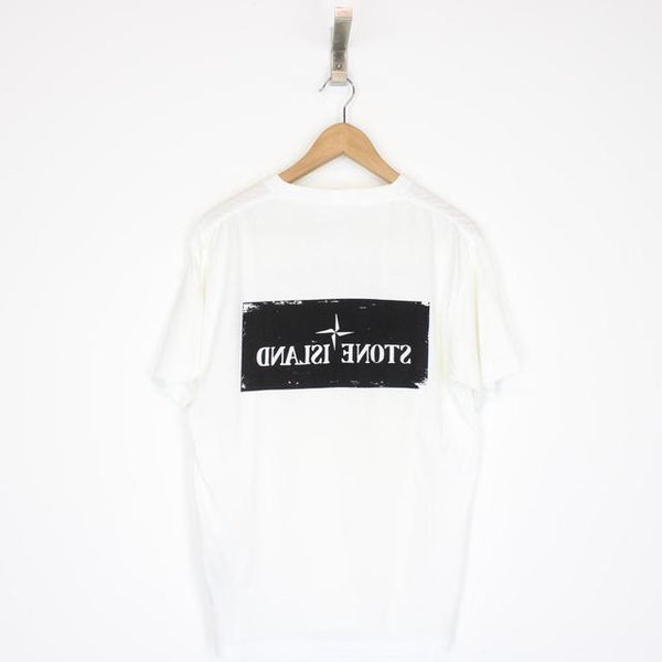 Stone Island SS 2021 Logo Print White and Black Short Sleeve T-Shirt