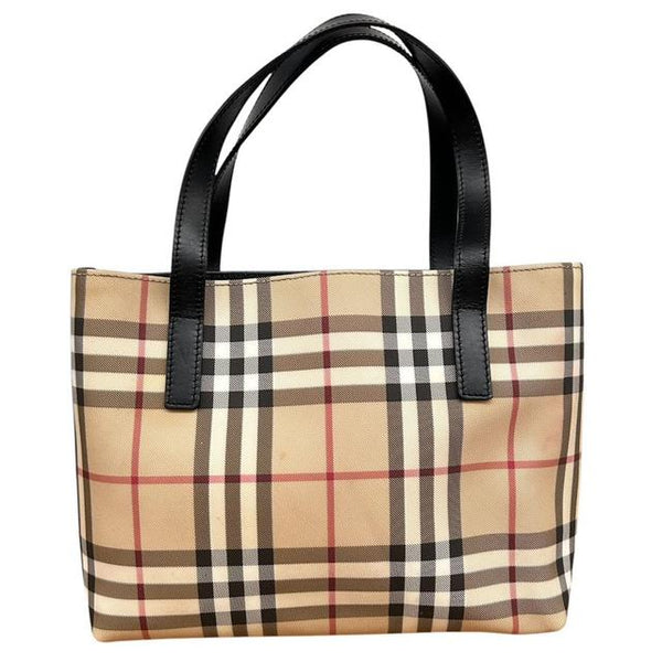 Burberry Tan Brown Nova Check PVC/Leather Tote Bag