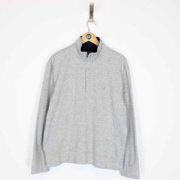 Vintage 00s Nautica Grey 1/4 Zip Sweatshirt Jumper