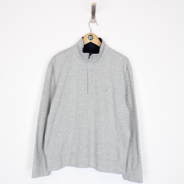 Vintage 00s Nautica Grey 1/4 Zip Sweatshirt Jumper