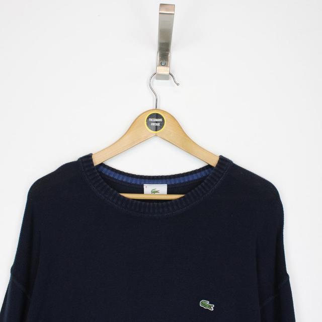 Lacoste Navy Blue Crew Neck Cotton Knit Sweatshirt Jumper