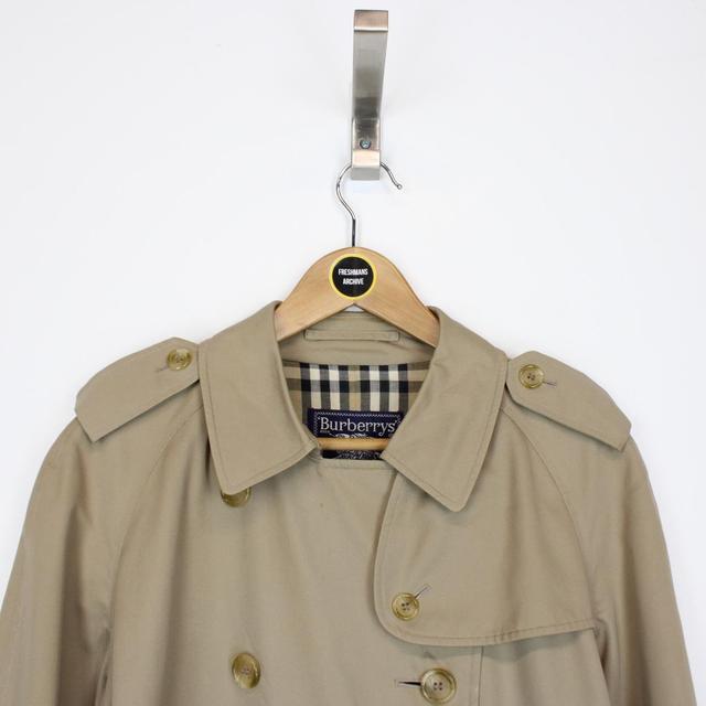 Vintage 90s Burberry Tan Brown Nova Check Double Breasted Belted Trench Coat