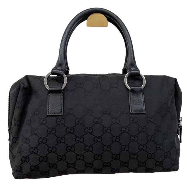 Gucci Black GG Monogram Canvas and Leather Boston Bag