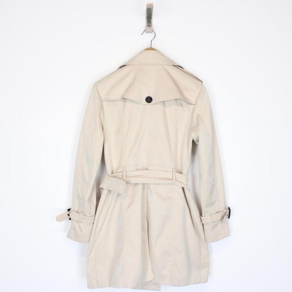 Vintage Burberry Black Label Cream Nova Check Double Breasted Belted Trench Coat