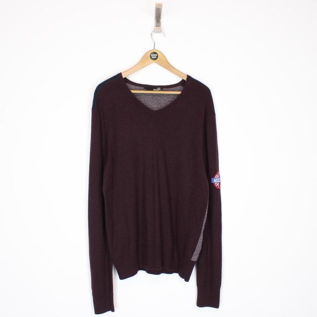 Love Moschino Burgundy Virgin Wool Blend V-Neck Jumper