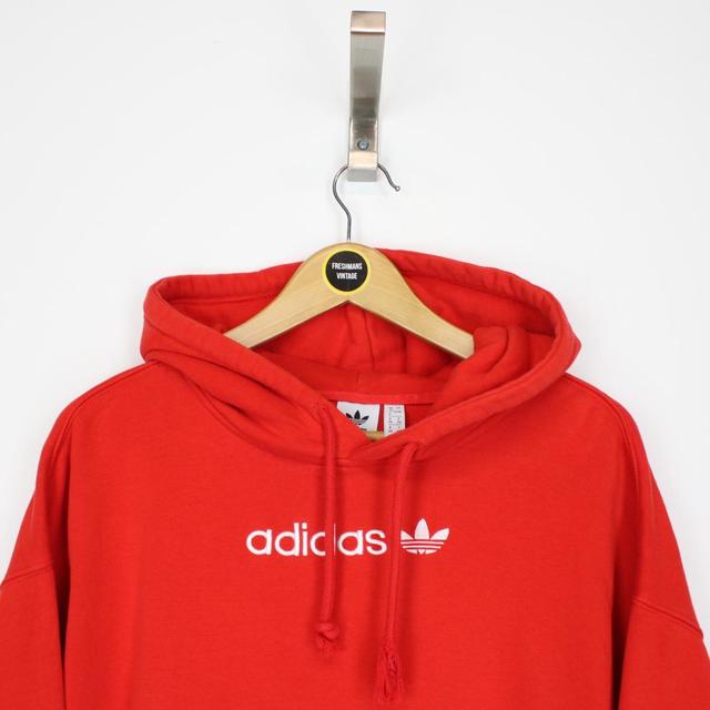 Adidas Red and White Pullover Spellout Hoodie Jumper