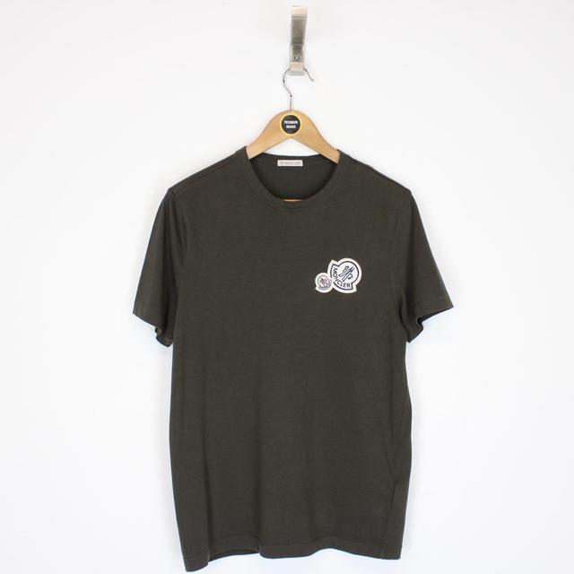 Moncler Maglia Khaki Green Double Logo Short Sleeve T-Shirt