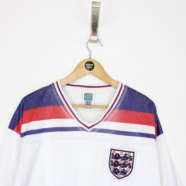 England 1982 Score Draw Remake White Home Short Sleeve Football Shirt